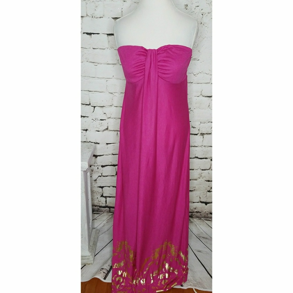 Contour Strapless Pink Maxi Dress sz Lg.